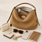 Woven Hobo Shoulder Bag with Zip Top and Large Capacity