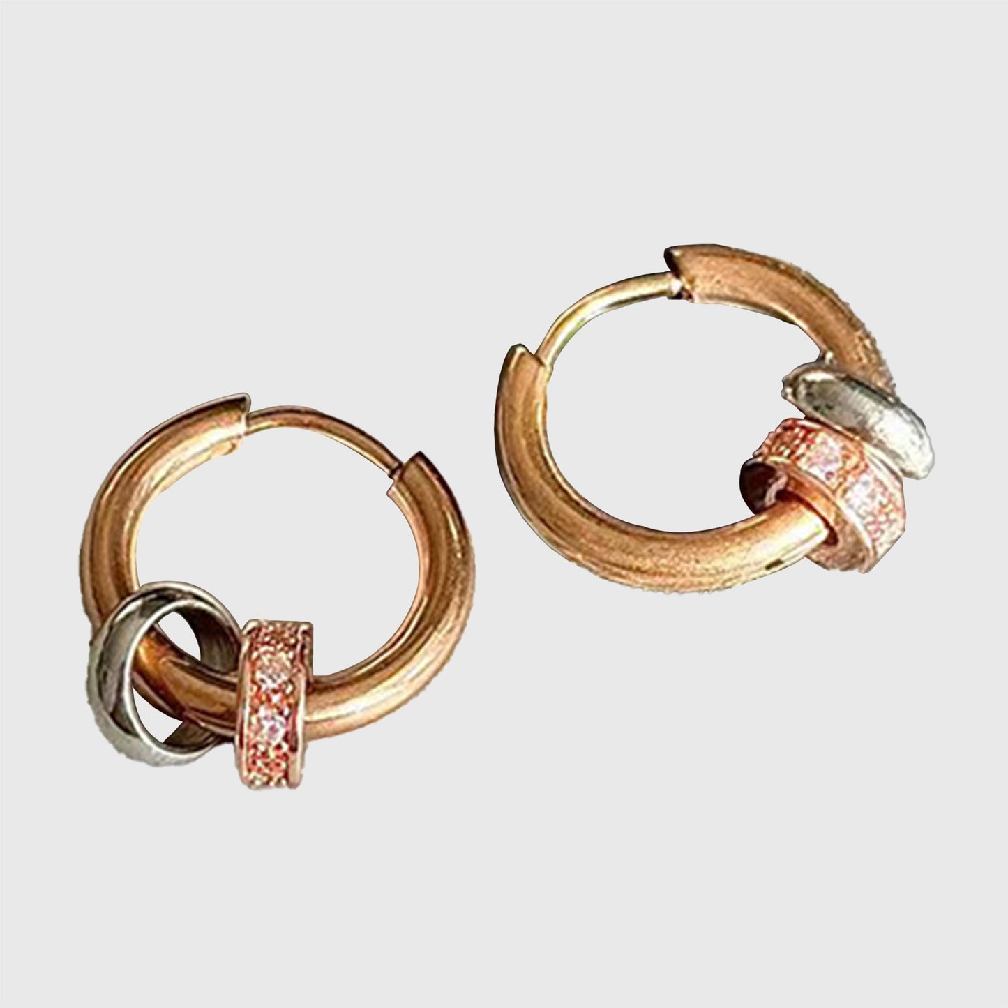 Women's Huggie Hoop Earrings with Ring Detail