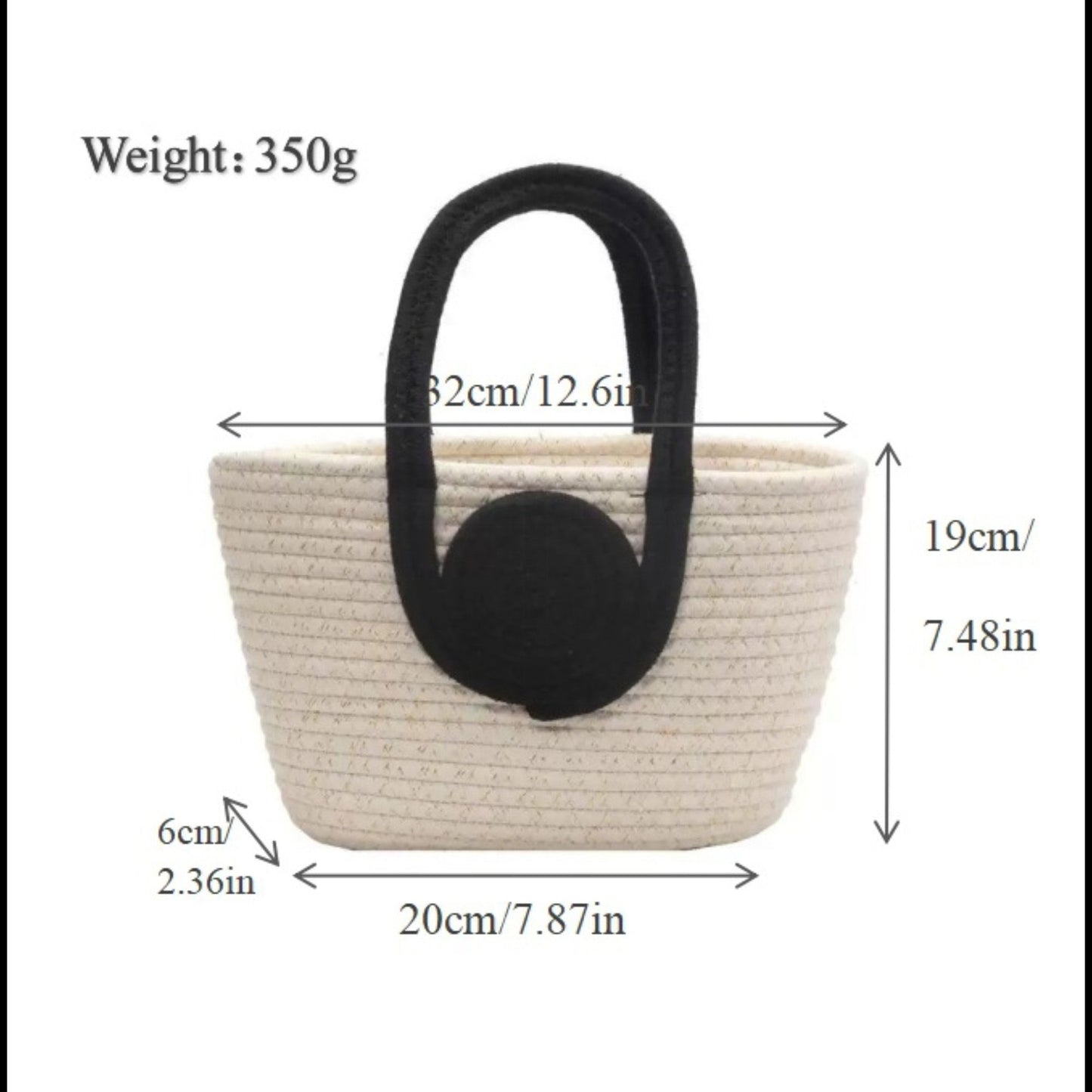 Woven Cotton Rope Handbag Open Top Handbag for Casual and Everyday Use
