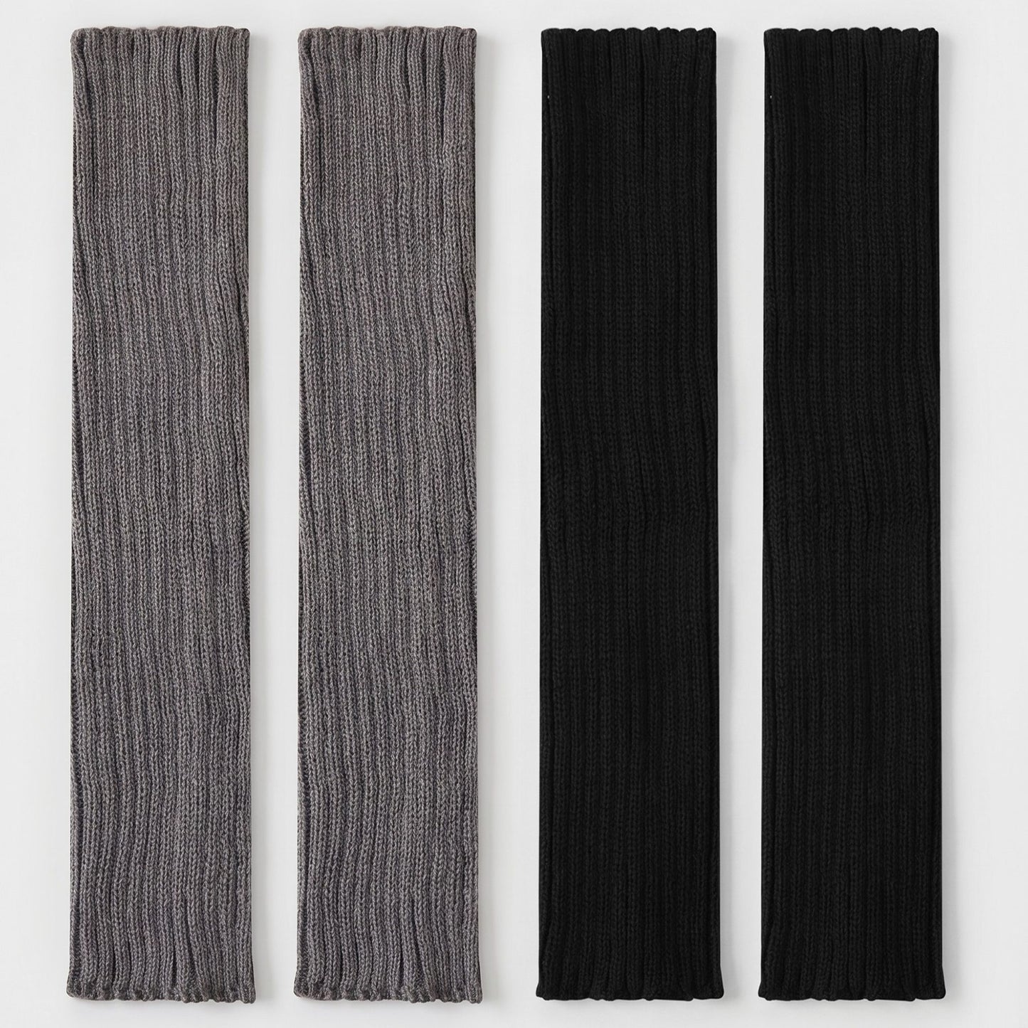 2-Pair Long Ribbed Knit Leg Warmers Set, Slouchy Knee-High Boot Sleeves