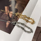 Women's Link Bracelet with Adjustable Chain - Chunky Geometric Pattern Bracelets for Modern Elegant Styling