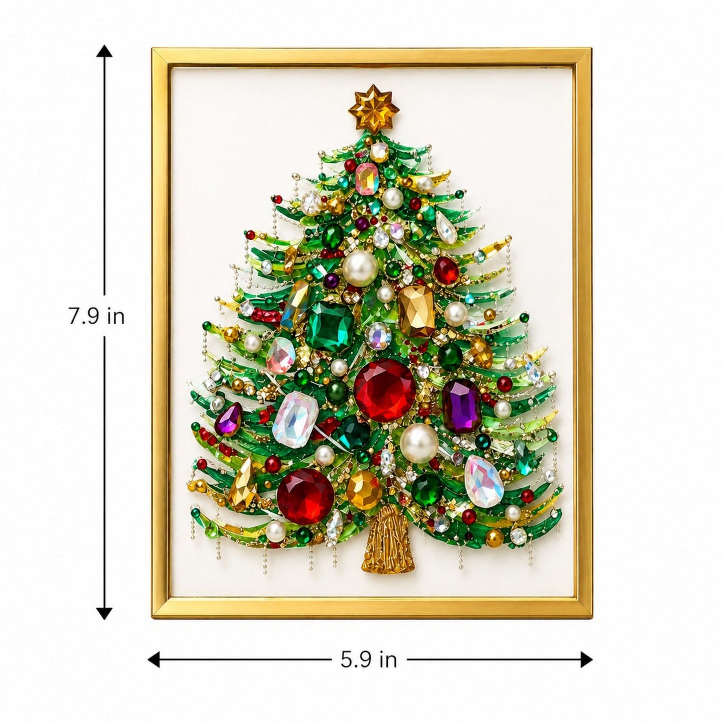 DIY Jeweled Christmas Tree Art Kit with Frame and Craft Supplies
