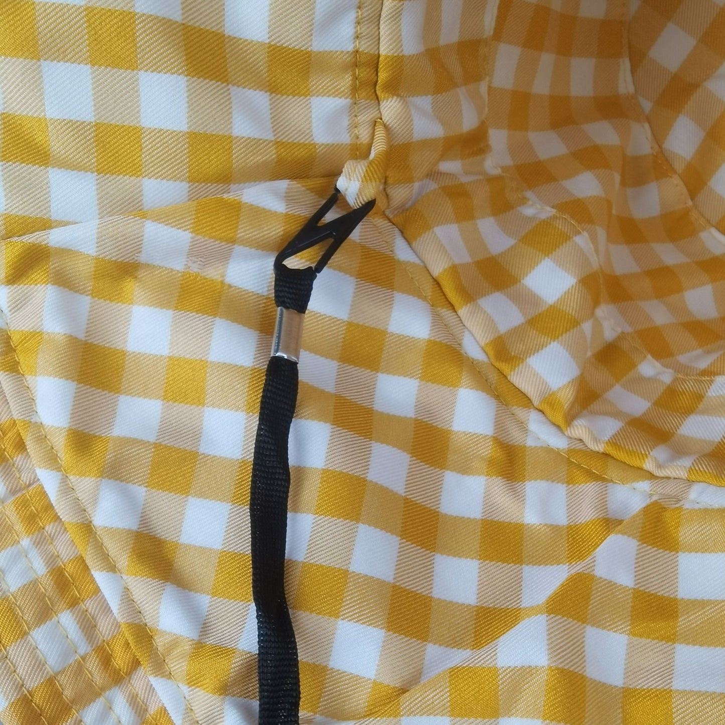 Women's Reversible Checkered Bucket Hat with Chin Strap