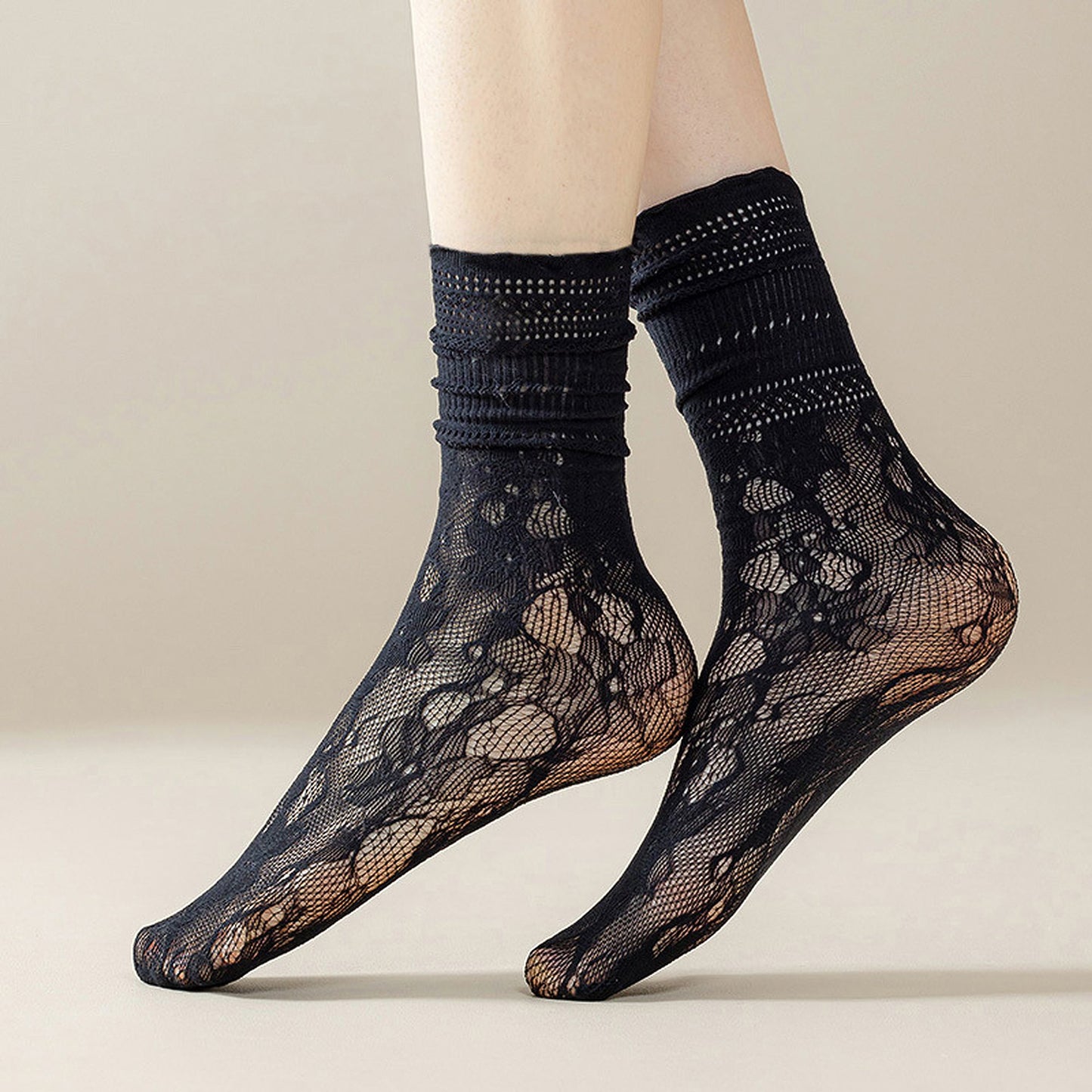 Lace Ankle Socks with Ruffle Cuff 6pk
