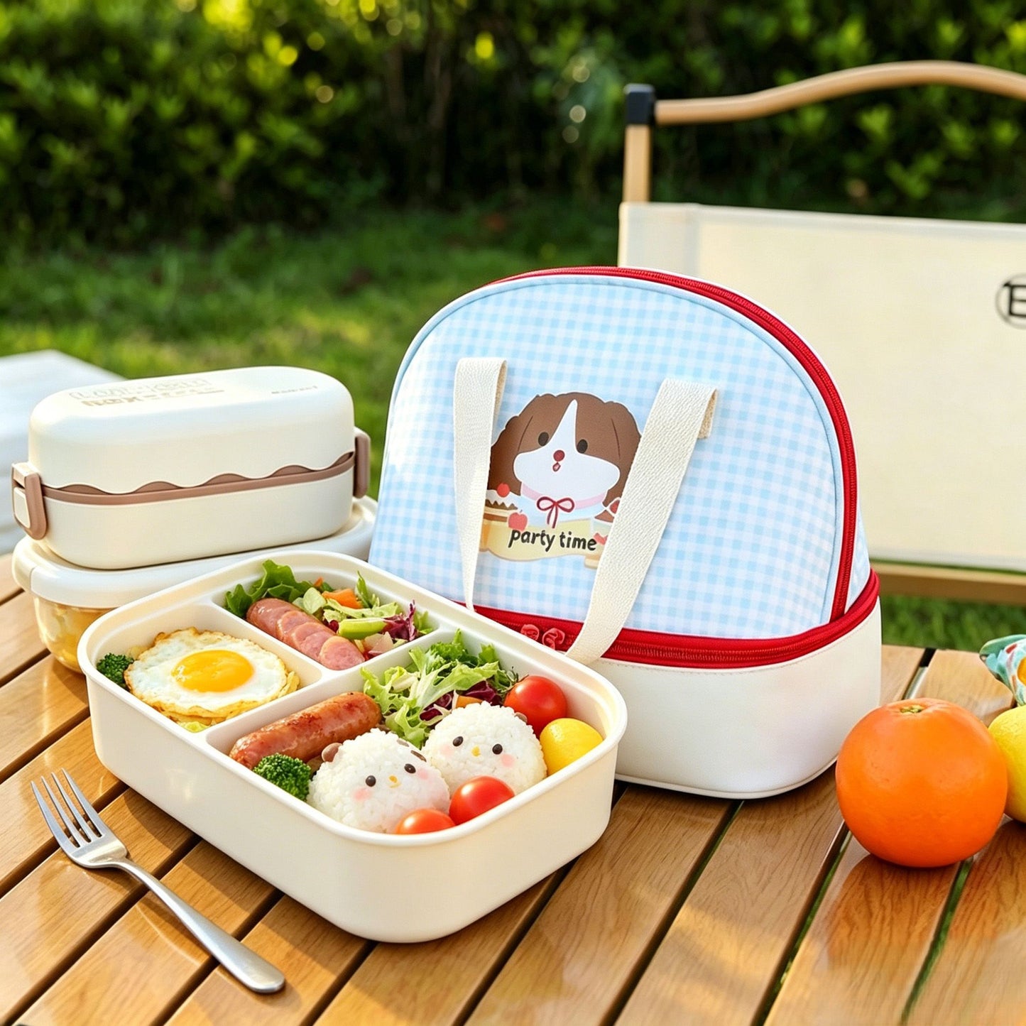 Double Layer Insulated Lunch Bag Large Capacity Cartoon Lunch Tote for School Travel