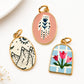3pc Scenic Artwork Keychain Bag Charm Set with Gold Tone Trim for Bags and Keys