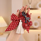 Cherry Bag Charm with Polka Dot Bow Tassel and Key Ring