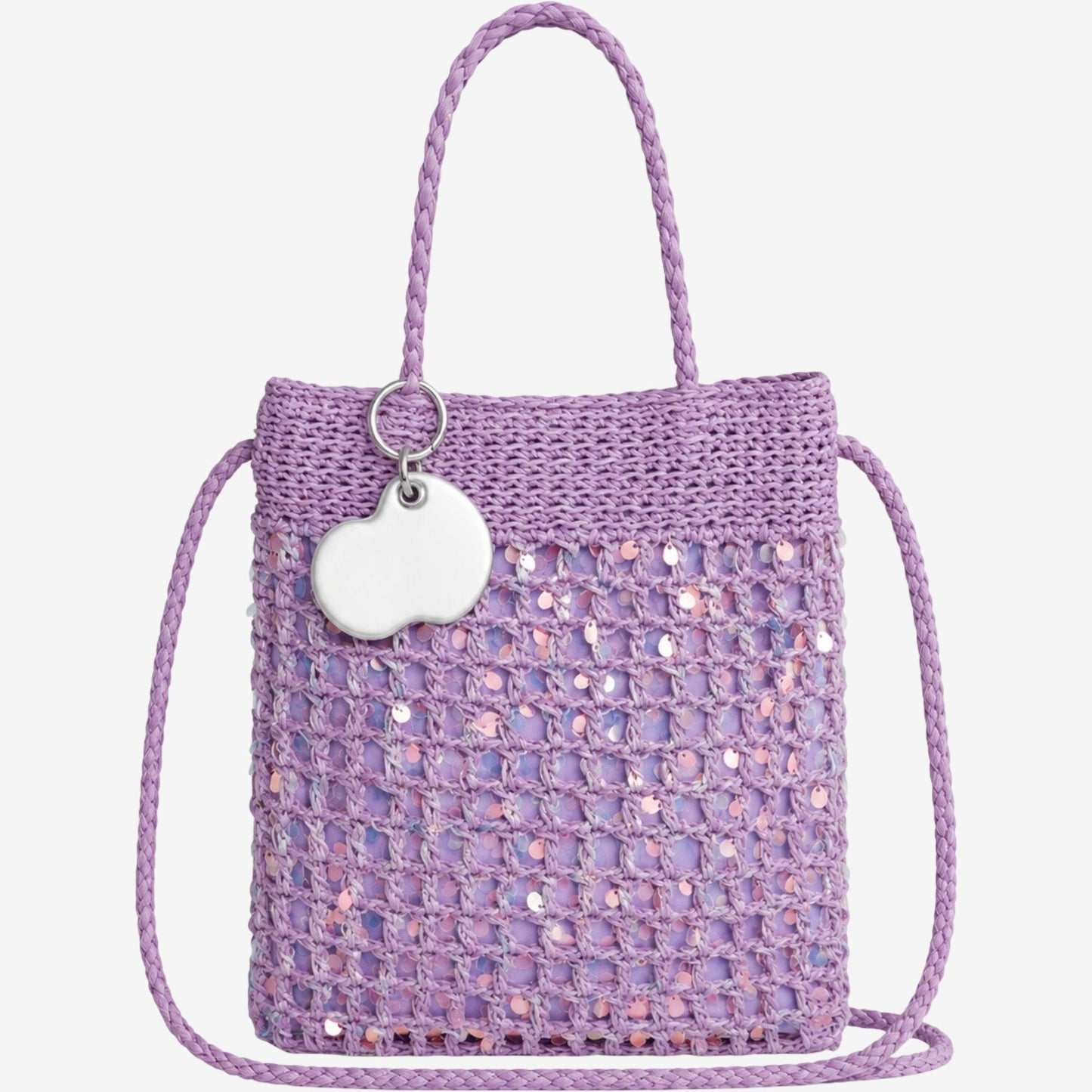 Hand-Crocheted Sequin Crossbody Bag Small Square Shoulder Bag for Phone and Essentials