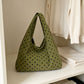 Polka Dot Corduroy Hobo Shoulder Bag with Wide Strap and Interior Pockets