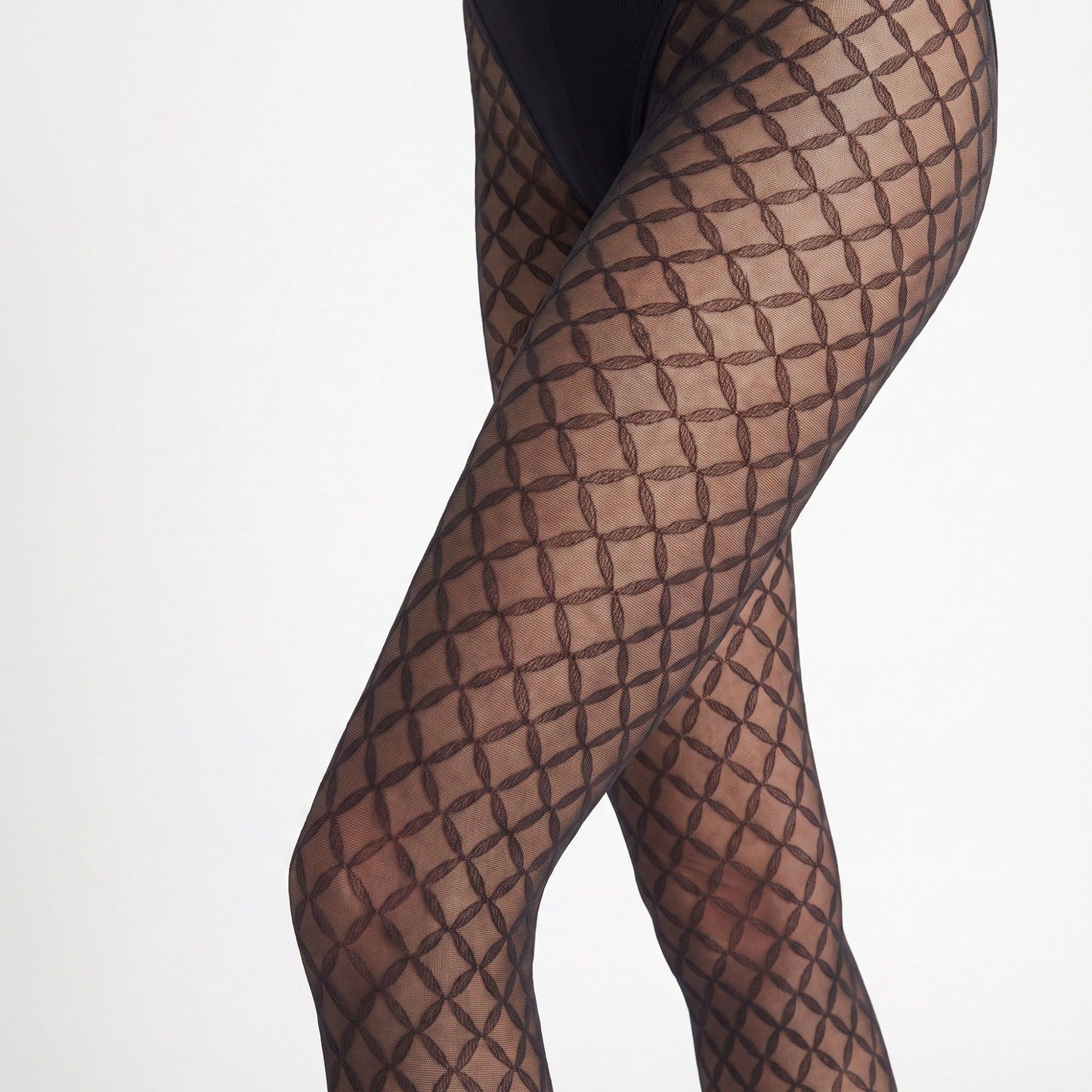 2-Piece Diamond Pattern Sheer Tights