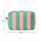 Striped Corduroy Cosmetic Pouch Makeup Bag with Zip Closure