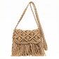 Macrame Fringe Shoulder Bag Knotted Rope Crossbody Handbag Boho Woven Tassel Bag Lightweight Handmade Style Purse