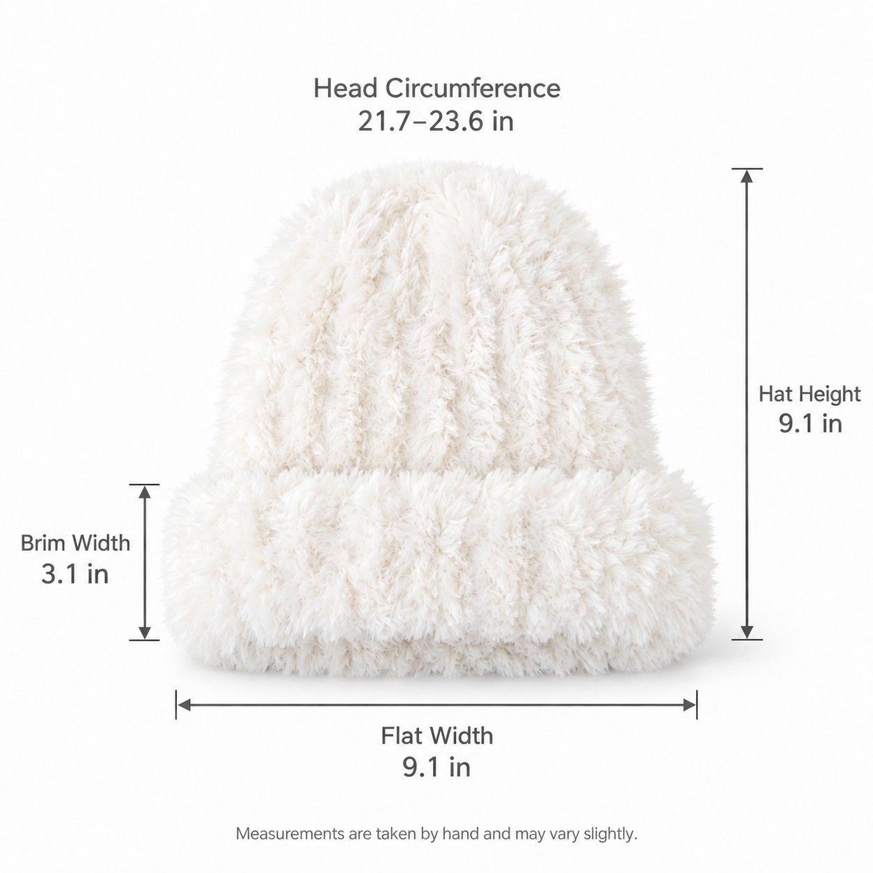 Fuzzy Knit Beanie Hat Soft Plush Cuffed Winter Cold Weather Cap