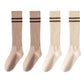 4-Pair Set Ribbed Knee-High Socks with Striped Detail Slim Fit Stretch Design for Casual Outfits
