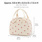Strawberry Print Corduroy Insulated Lunch Bag with Handles and Zip Closure