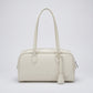 Smooth Grain Rectangular Boston Shoulder Bag with Fixed Long Top Handles & Full Zip Closure 11.8x7.1x4.7in