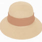 Women's Woven Floppy Sun Hat with Wide Ribbon Knot Detail and Curved Brim