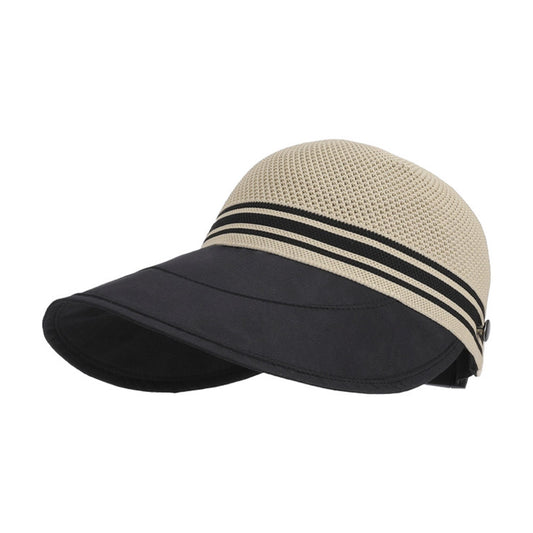 Breathable Mesh Sun Visor Cap with Ponytail Slot Adjustable Strap and Wide Brim for Outdoor Hiking and Summer Travel