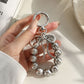 Beaded Bow Keychain with Round Bead Loop and Metal Clip Bag Charm
