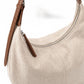 Canvas Crescent Shoulder Bag with Adjustable Faux Leather Strap and Top Zipper 16x10x1.5in