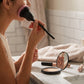 Flower-Shaped Face Powder Brush with Soft Synthetic Bristles and Curved Sculpted Handle