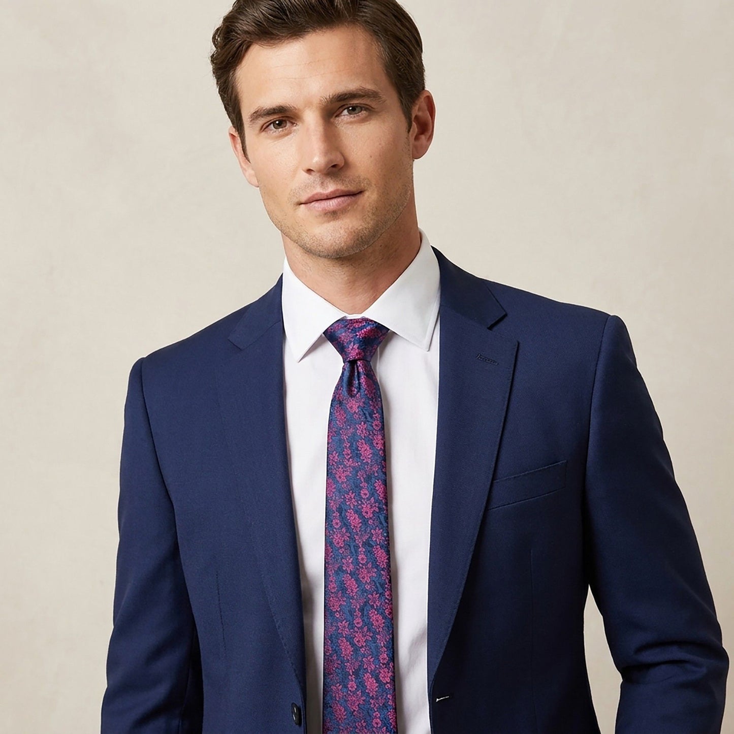 Men's Floral Print Tie with Woven Botanical Pattern and Classic Tapered Design