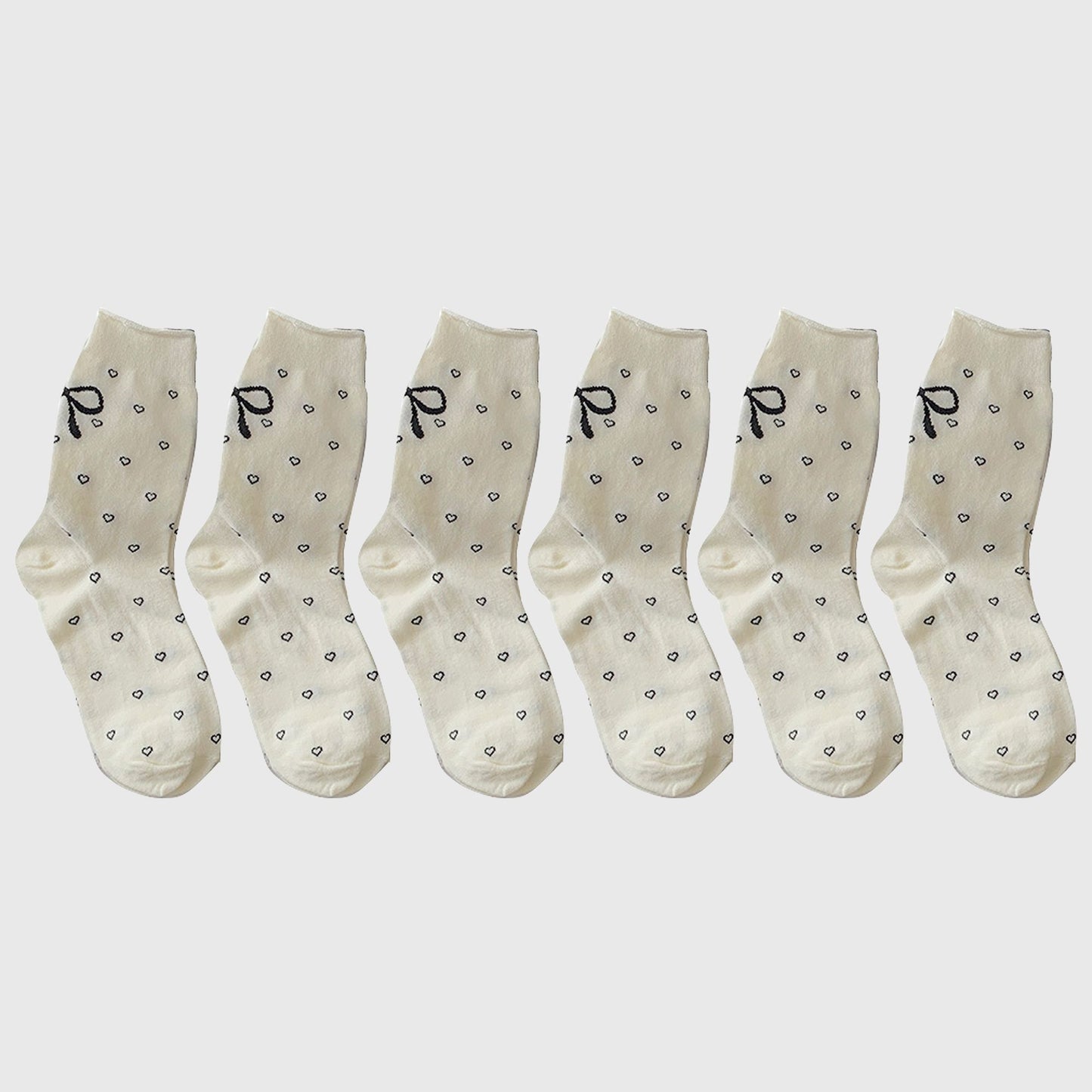 Cotton Bow - Heart Pattern Ankle Socks 6pk