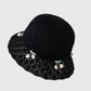 Crochet Straw Sun Hat with Cherry Accents