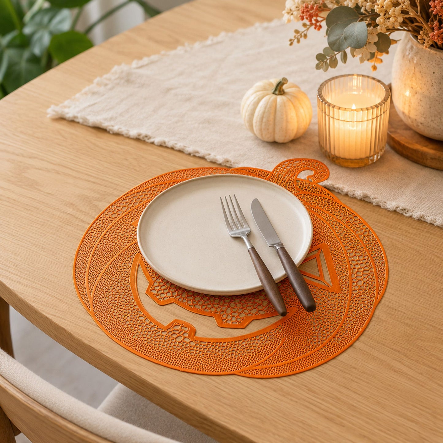 Halloween Pumpkin Cutout PVC Waterproof Non-Slip Placemat