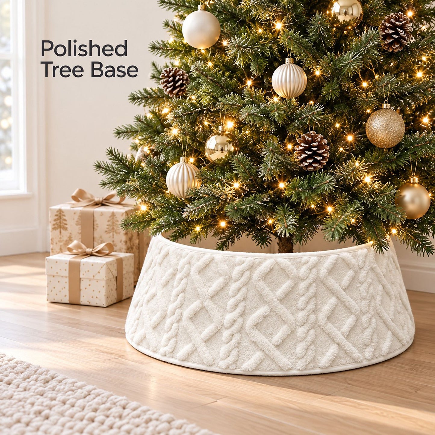 Plush Cable Textured Christmas Tree Collar