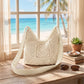 Woven Crochet Shoulder Bag with Geometric Pattern Slouchy Hobo Lightweight Knit Handbag