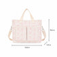 Canvas Tote Bag with Bow Print Large Capacity Lightweight Adjustable Shoulder Bag
