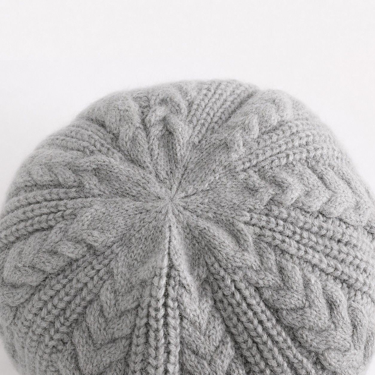 Cable Knit Brim Beanie Faux Fur Lined Warm Winter Hat