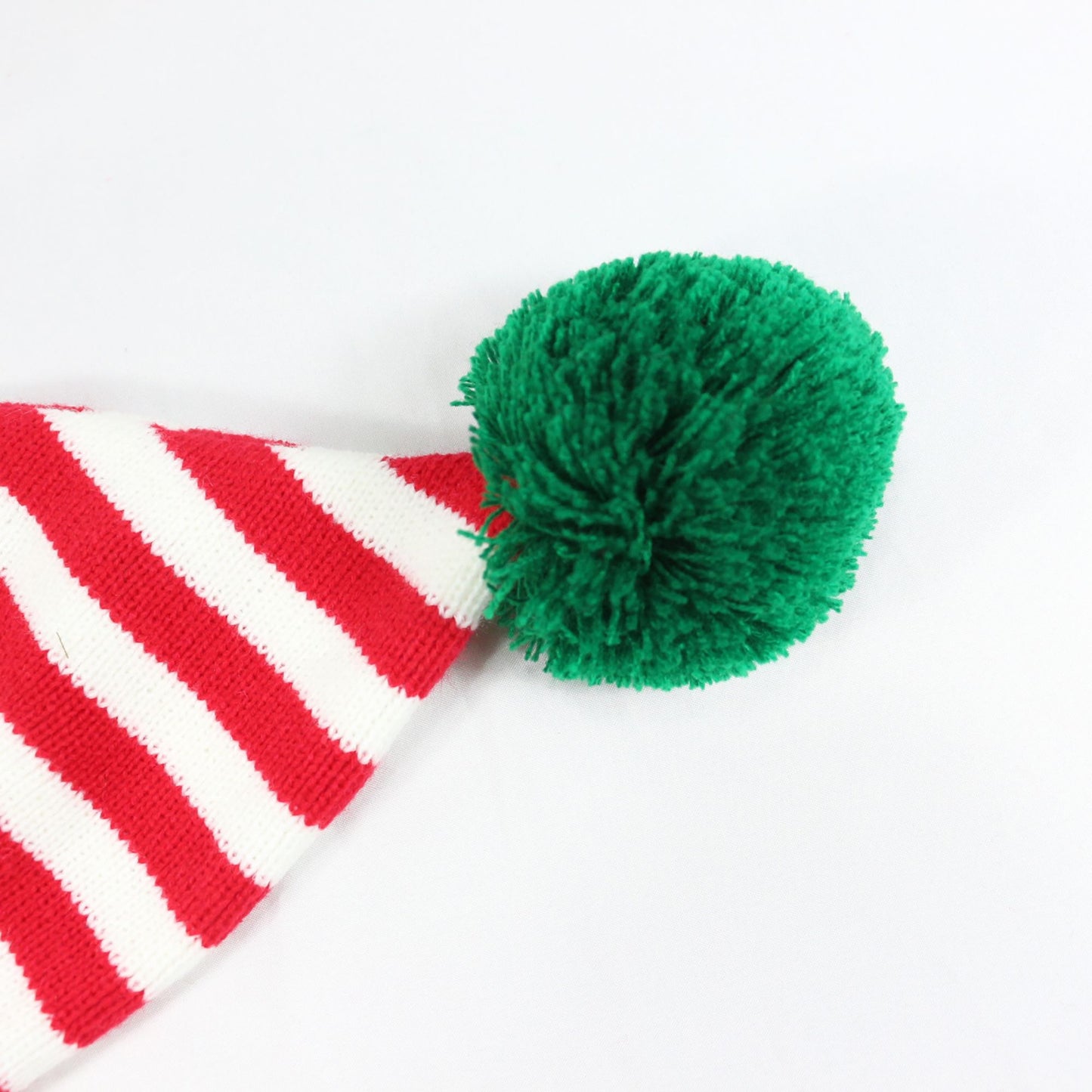 Christmas Elf Striped Knit Hat Striped Beanie with Pom-Pom & Elf Ears for Holiday Parties & Festive Decor