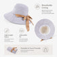 Wide Brim Sun Hat with Bow Accent Stitched Crown and Soft Structured Brim