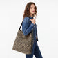 Leopard Print Shoulder Tote Bag Adjustable Strap Large Casual Carryall