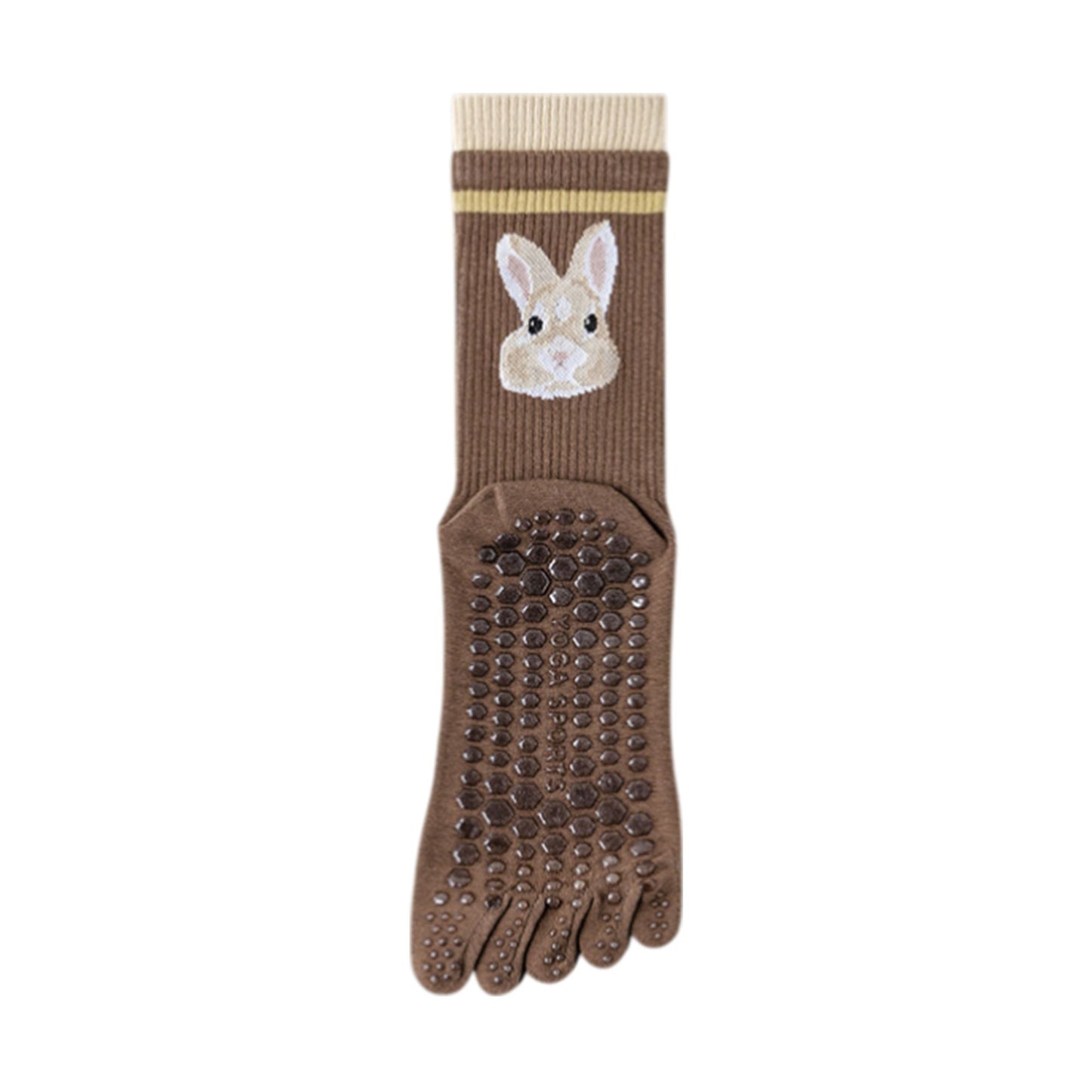 1 Pair Animal Face Toe Socks with Anti-Slip Grip Bottom and Cartoon Embroidery
