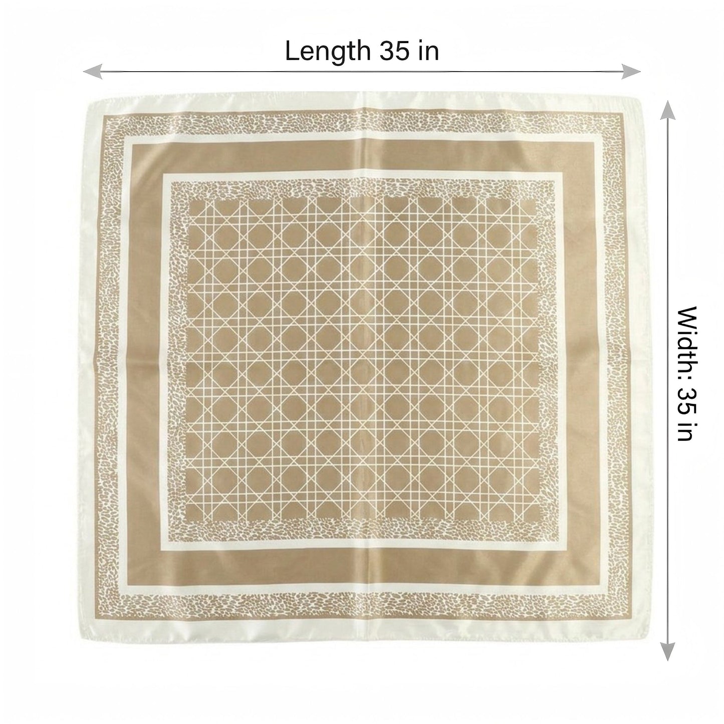 Square Geometric Satin Scarf Silk Feel Head Wrap Bandana 35 Inch