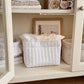 Pink Gingham Fabric Storage Basket with Lace Ruffle