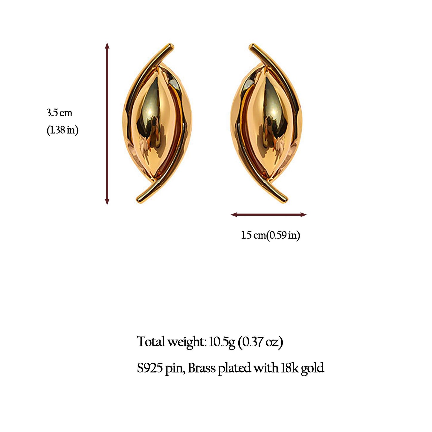 Women's 3D Oval Statement Earrings with 925 Silver Needles