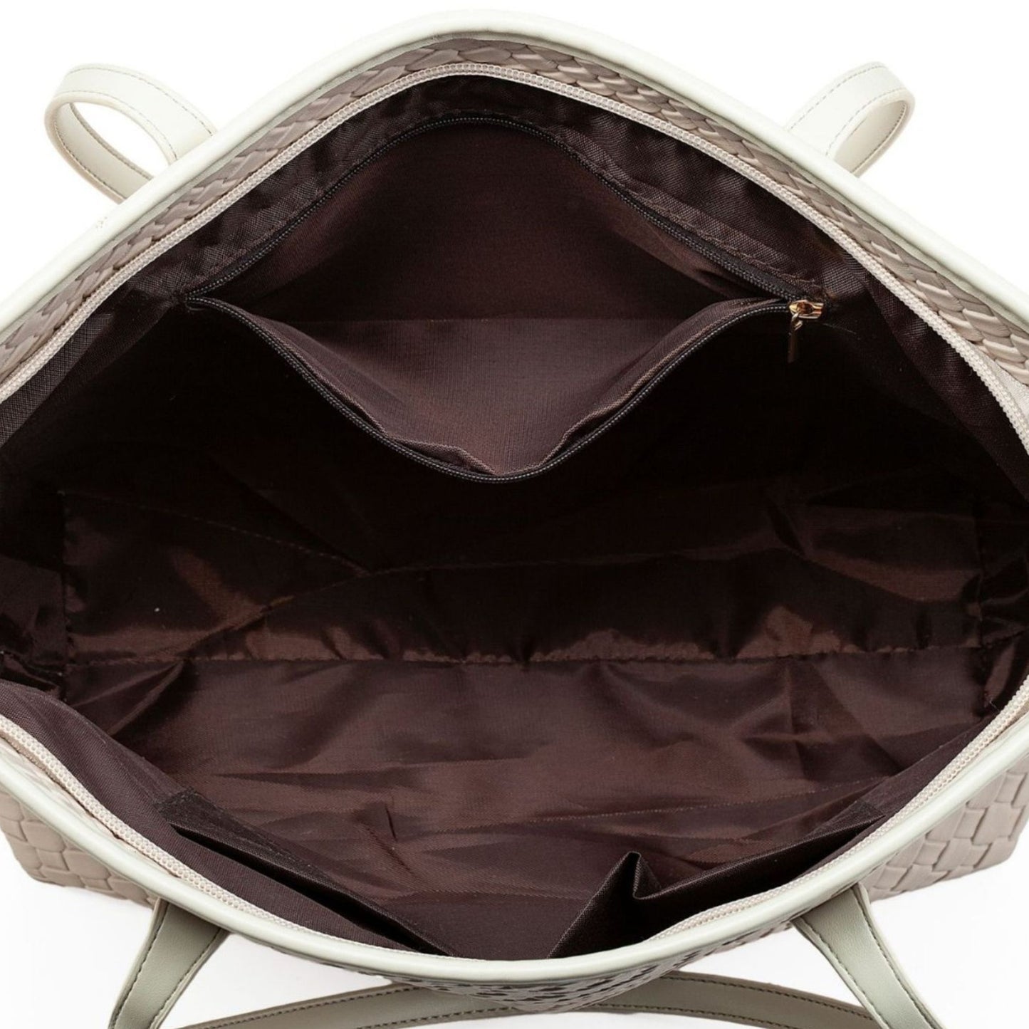 Woven Tote Bag Large Shoulder Handbag with Zipper Closure and Interior Pocket