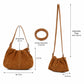 Faux Suede Hobo Shoulder Bag with Adjustable Strap Magnetic Closure and Interior Pocket