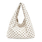 Polka Dot Corduroy Hobo Shoulder Bag with Wide Strap and Interior Pockets