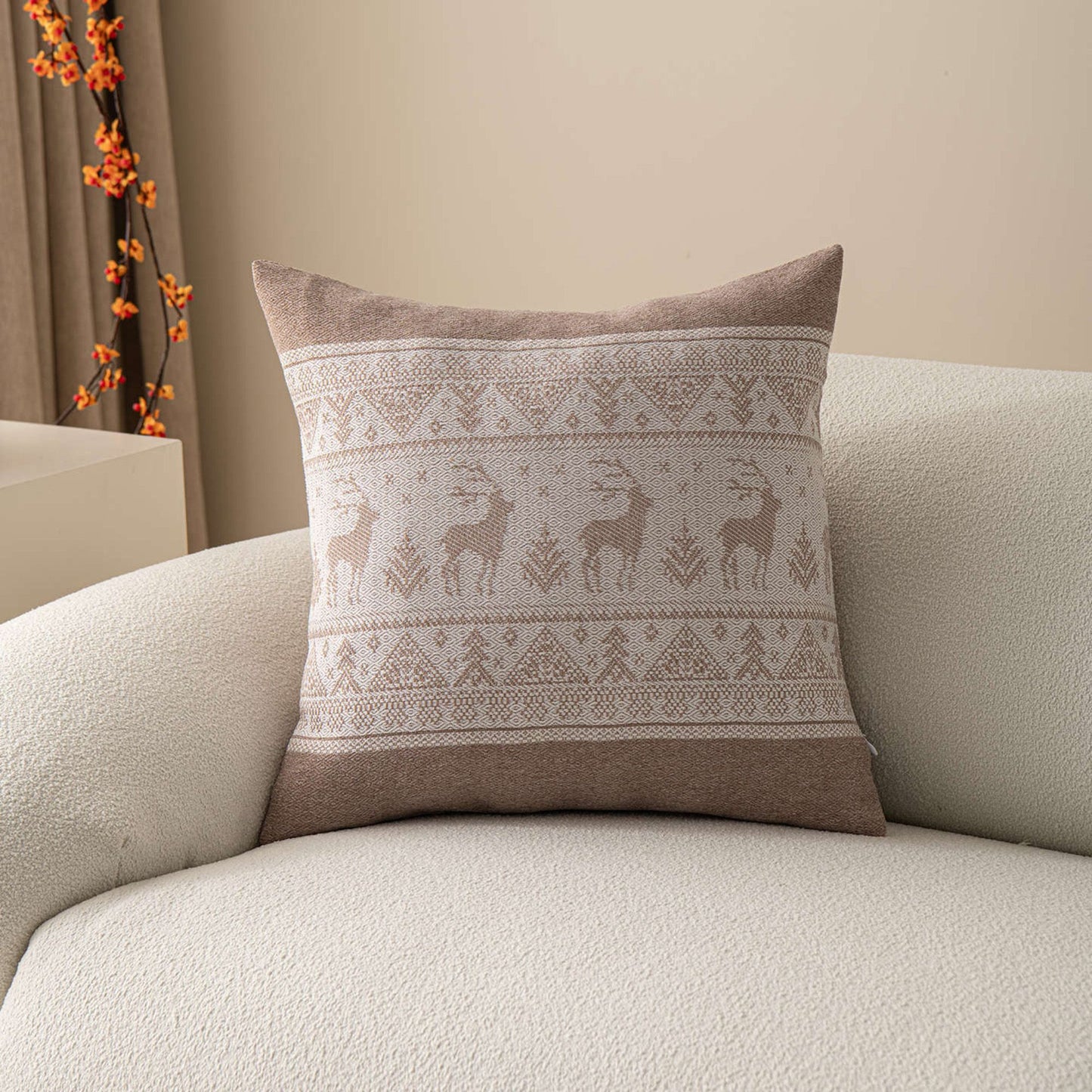 Decorative Throw Pillow 17.7*17.7 in Soft Cotton Blend Fabric for Living Room and Sofa