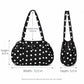 Polka Dot Nylon Barrel Shoulder Bag with Double Handles Zip Closure and Interior Pockets