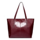 Large Faux Leather Tote Bag with Zip Closure and Interior Pockets
