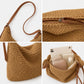 Woven Hobo Shoulder Crossbody Bag with Zip Closure and Slouchy Shape