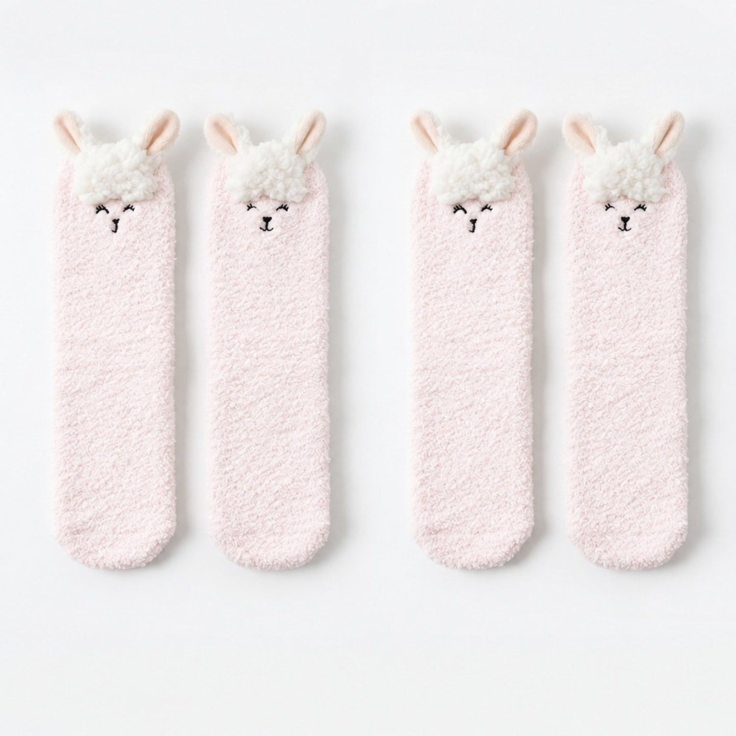 Fuzzy Llama Knee High Socks 2 Pair US 5-10.5