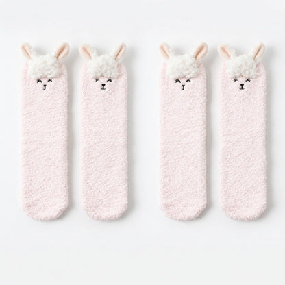 Fuzzy Llama Knee High Socks 2 Pair US 5-10.5