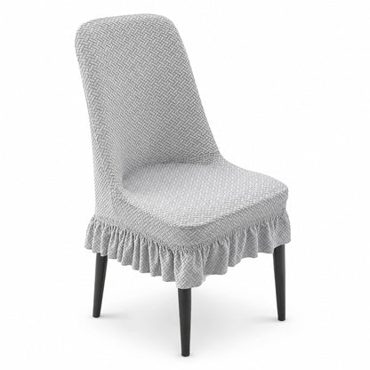 Textured Stretch Dining Chair Cover with Ruffled Skirt